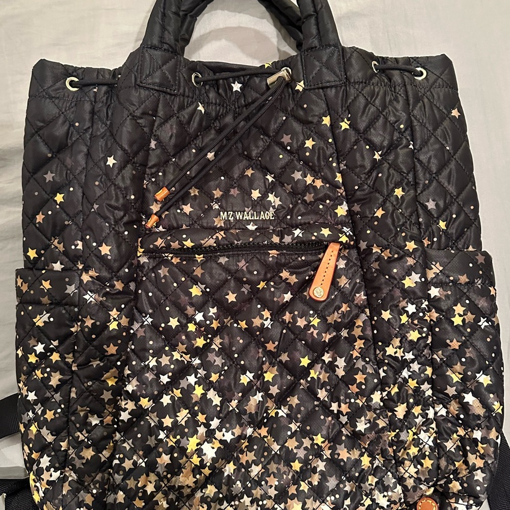 MZ Wallace Black Star-Patterned Quilted Bag
